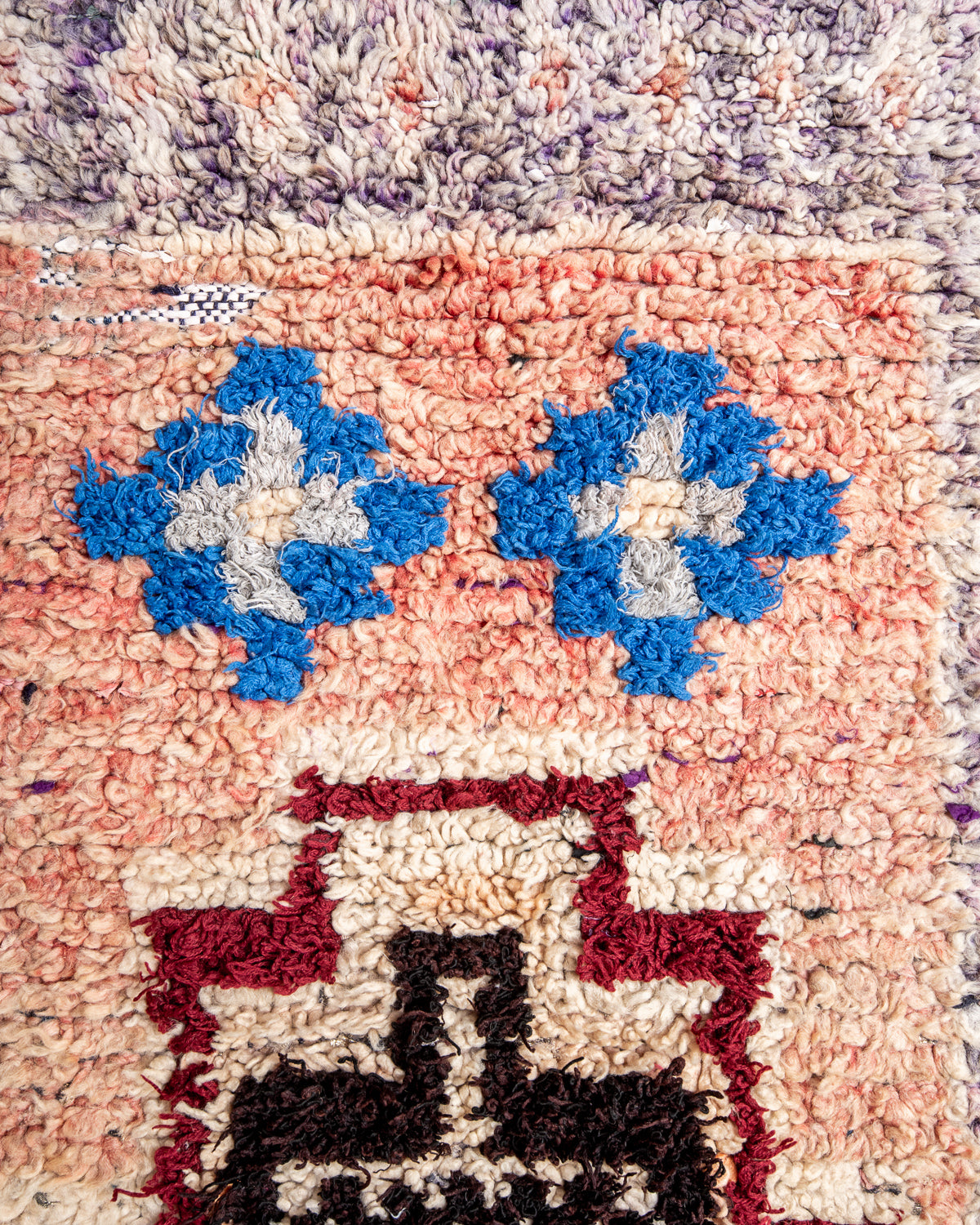 Modern, designer, handcrafted Berber runner rug from Morocco. Vintage carpet with beautiful colours and patterns and fluffy texture.
